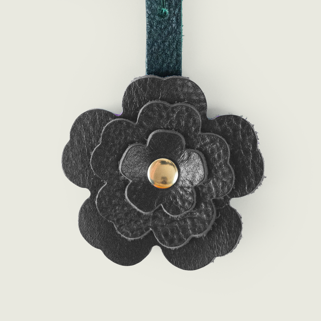 Charcoal Bulldog Flower Charm