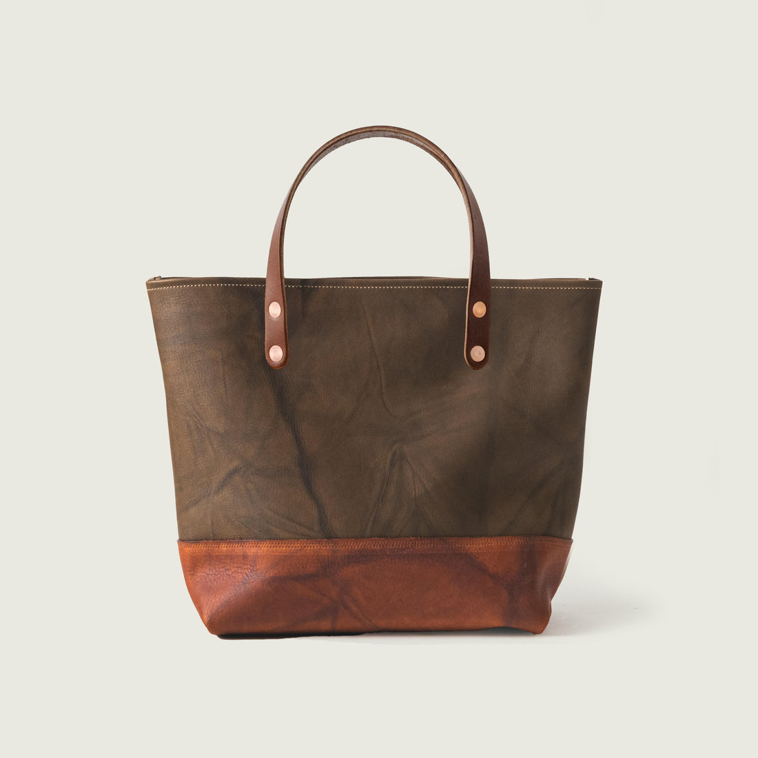 Olive &amp; Tan Crunch Mini Panel Tote