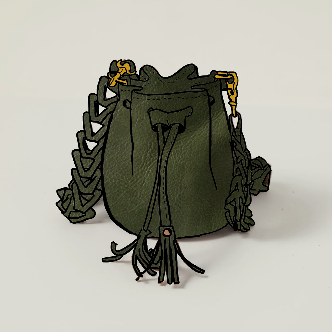 Green Navajo Bison Mini Bucket Bag