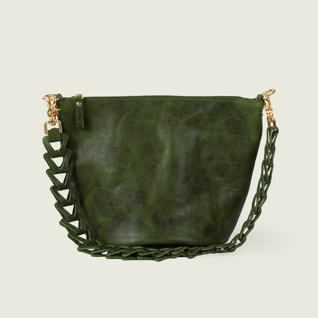 Green Navajo Bison Zip-Top Bucket Bag