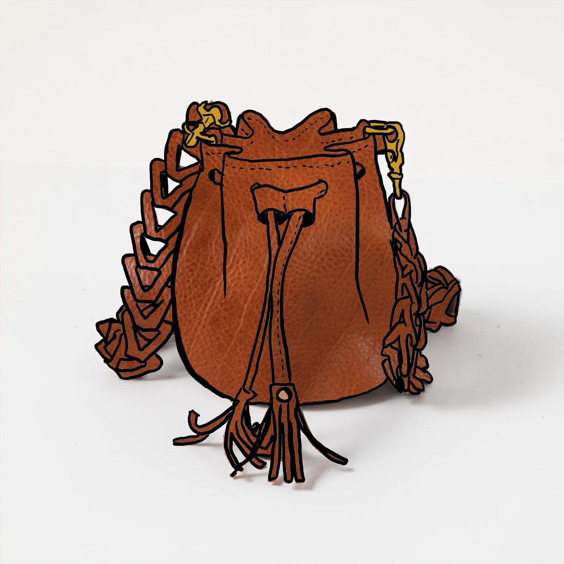 Honey Navajo Bison Mini Bucket Bag