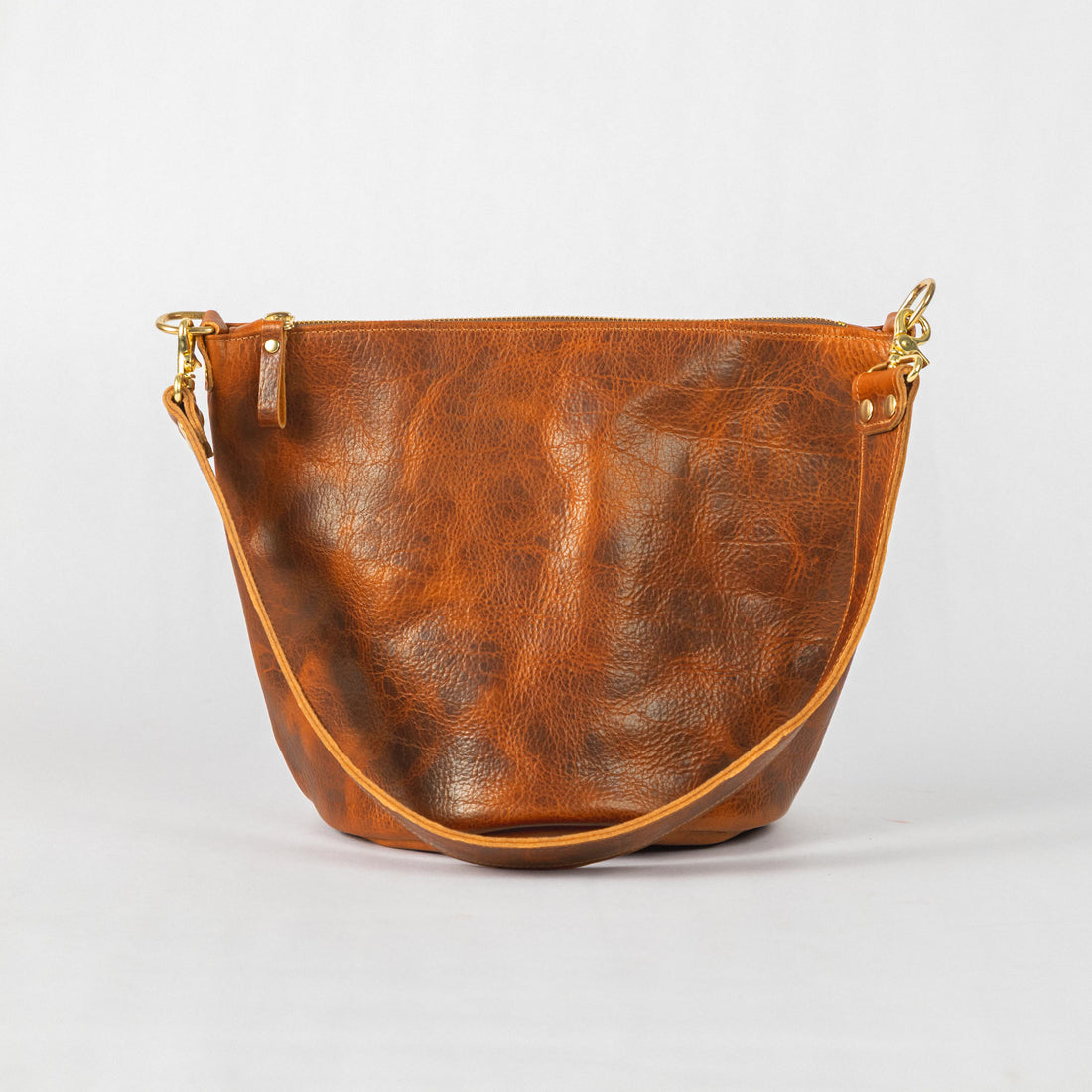 Honey Navajo Bison Zip-Top Bucket Bag