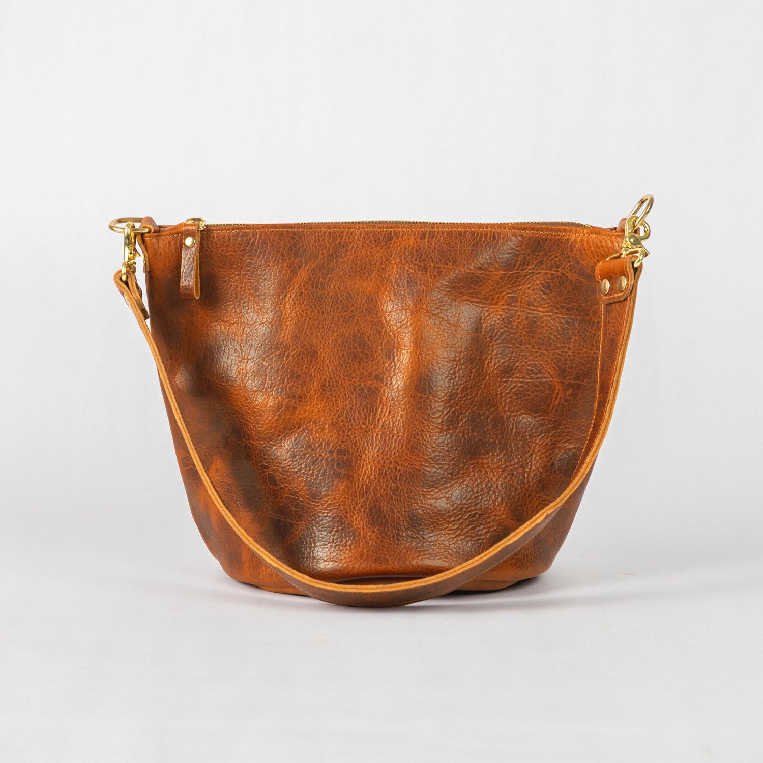 Honey Navajo Bison Zip-Top Bucket Bag