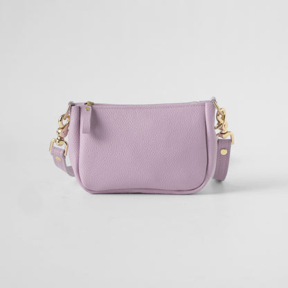 Lilac Italian Pebbled Mini Crossbody Bag