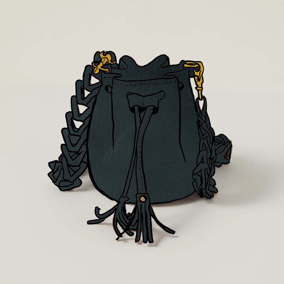 Navy Navajo Bison Mini Bucket Bag