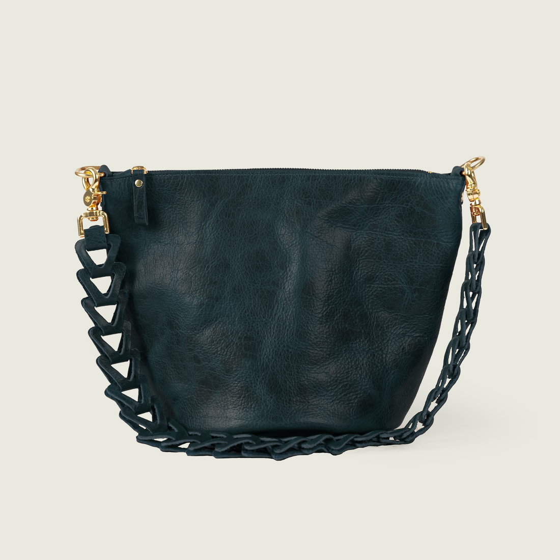 Navy Navajo Bison Zip-Top Bucket Bag