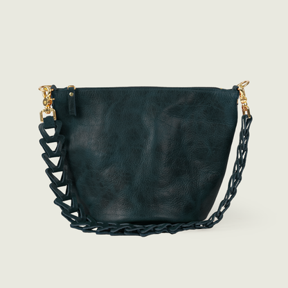 Navy Navajo Bison Zip-Top Bucket Bag