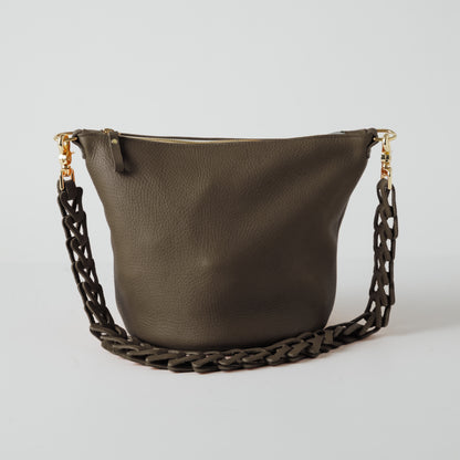 Olive Cypress Zip-Top Bucket Bag