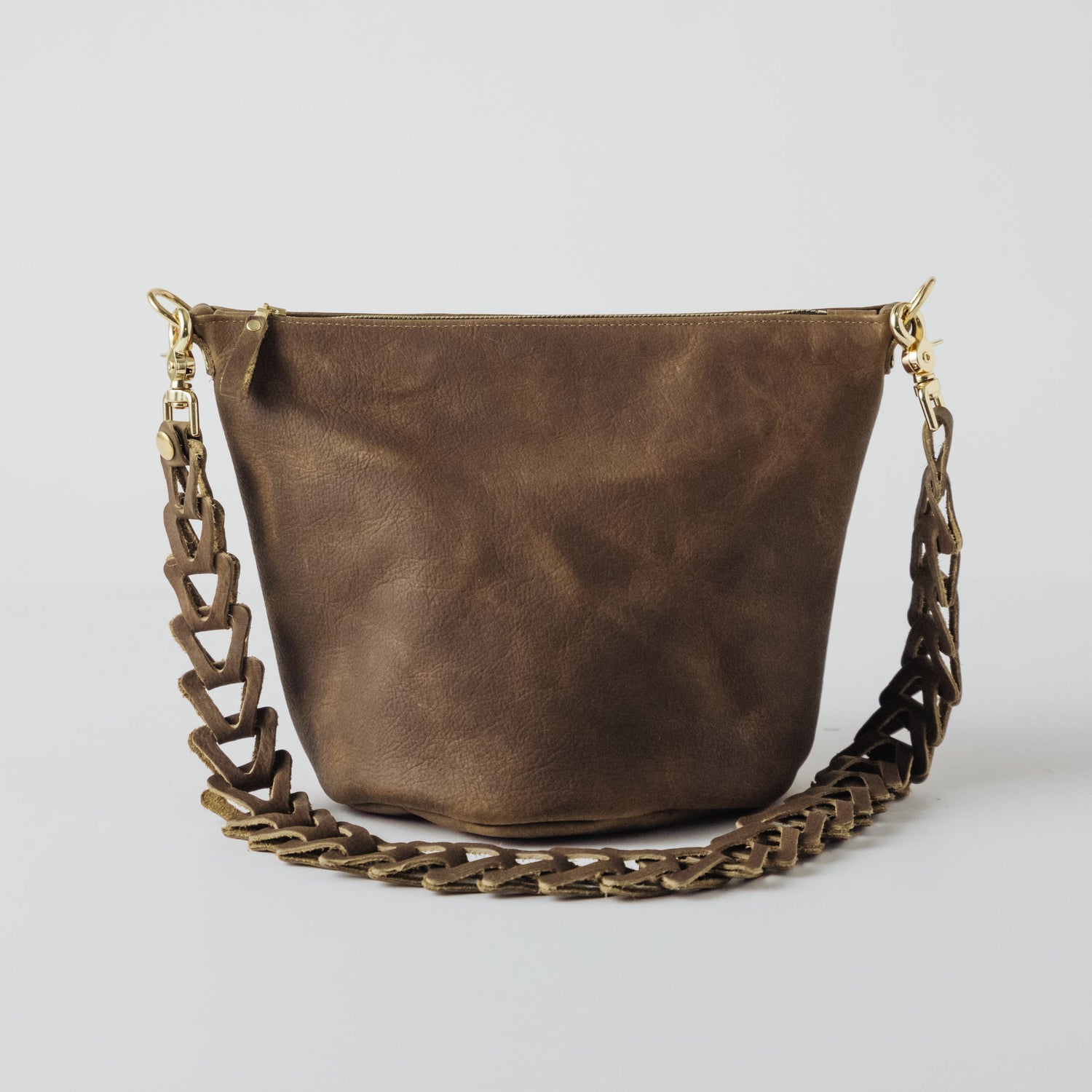 Olive Kodiak Zip-Top Bucket Bag