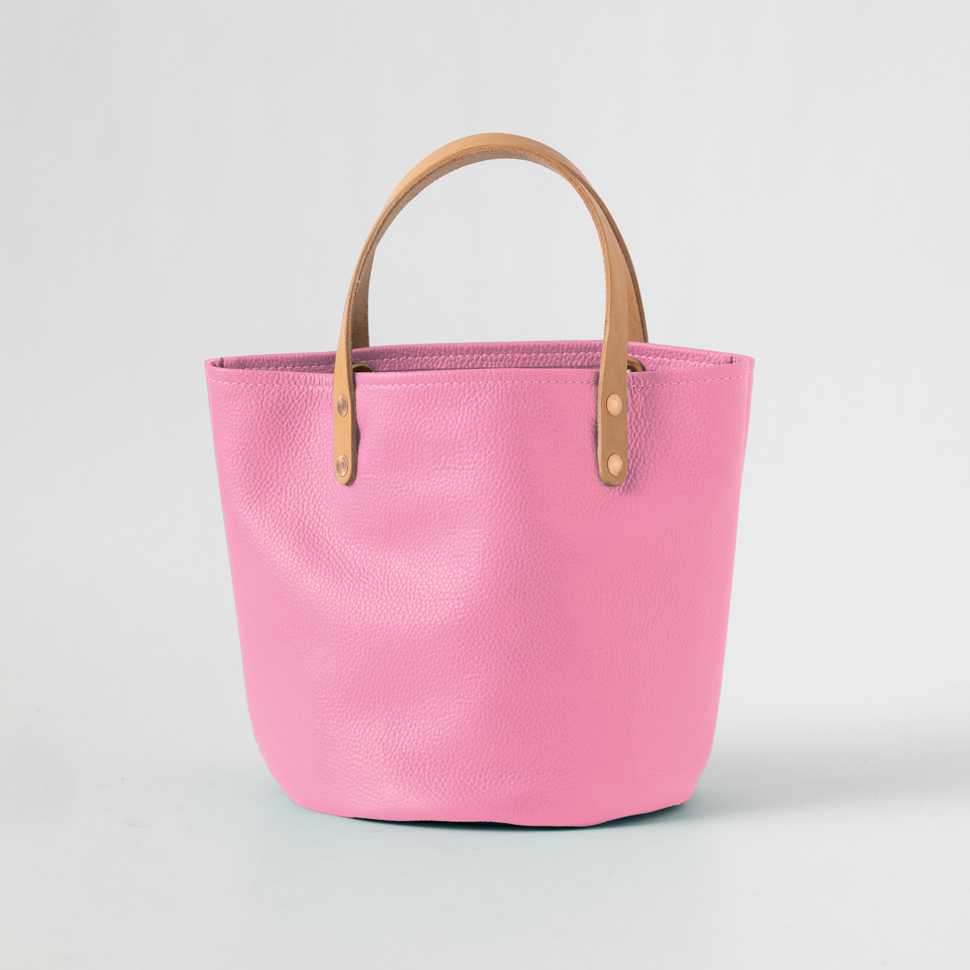 Pink Italian Pebbled Bucket Tote