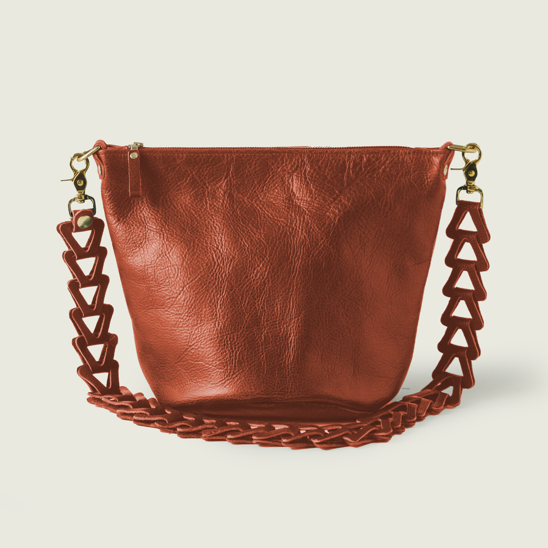 Pumpkin Bulldog Zip-Top Bucket Bag