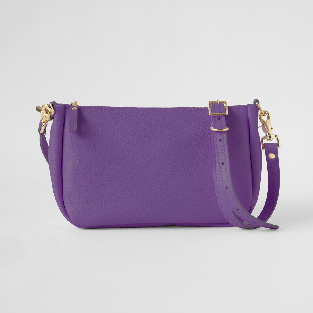 Purple Italian Pebbled Crossbody Bag