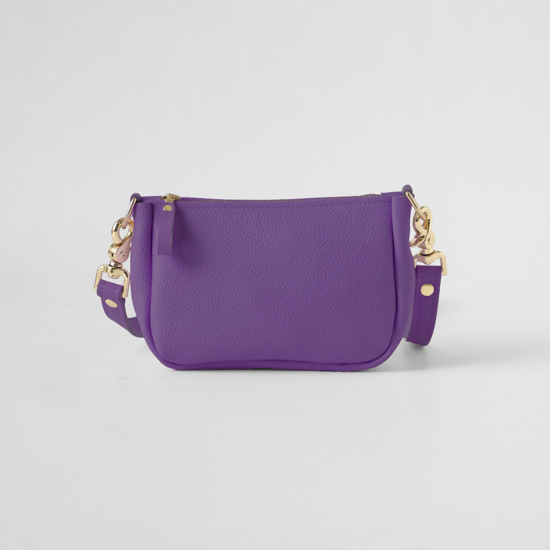 Purple Italian Pebbled Mini Crossbody Bag