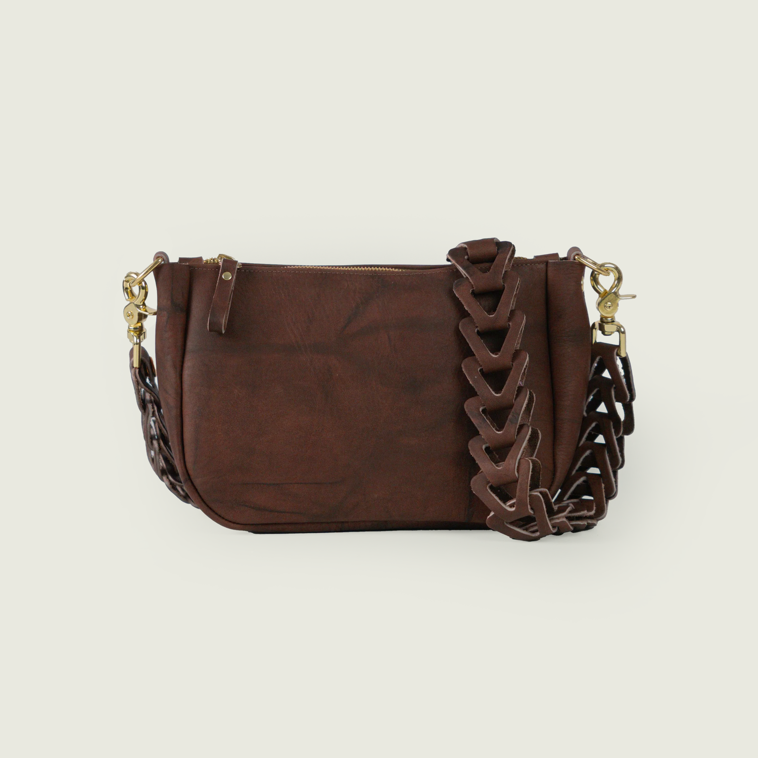Tan Crunch Medium Crossbody Bag