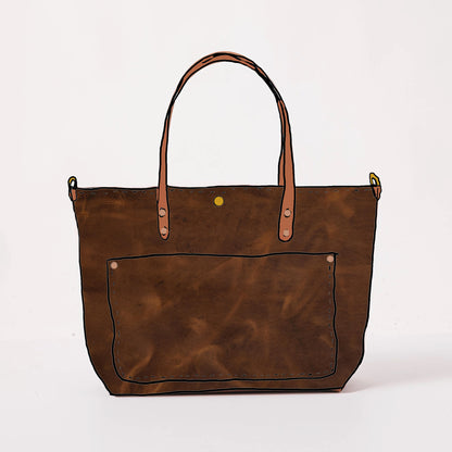 Rustic Tan East West Travel Tote