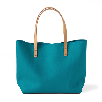 Turquoise Italian Pebbled East West Tote