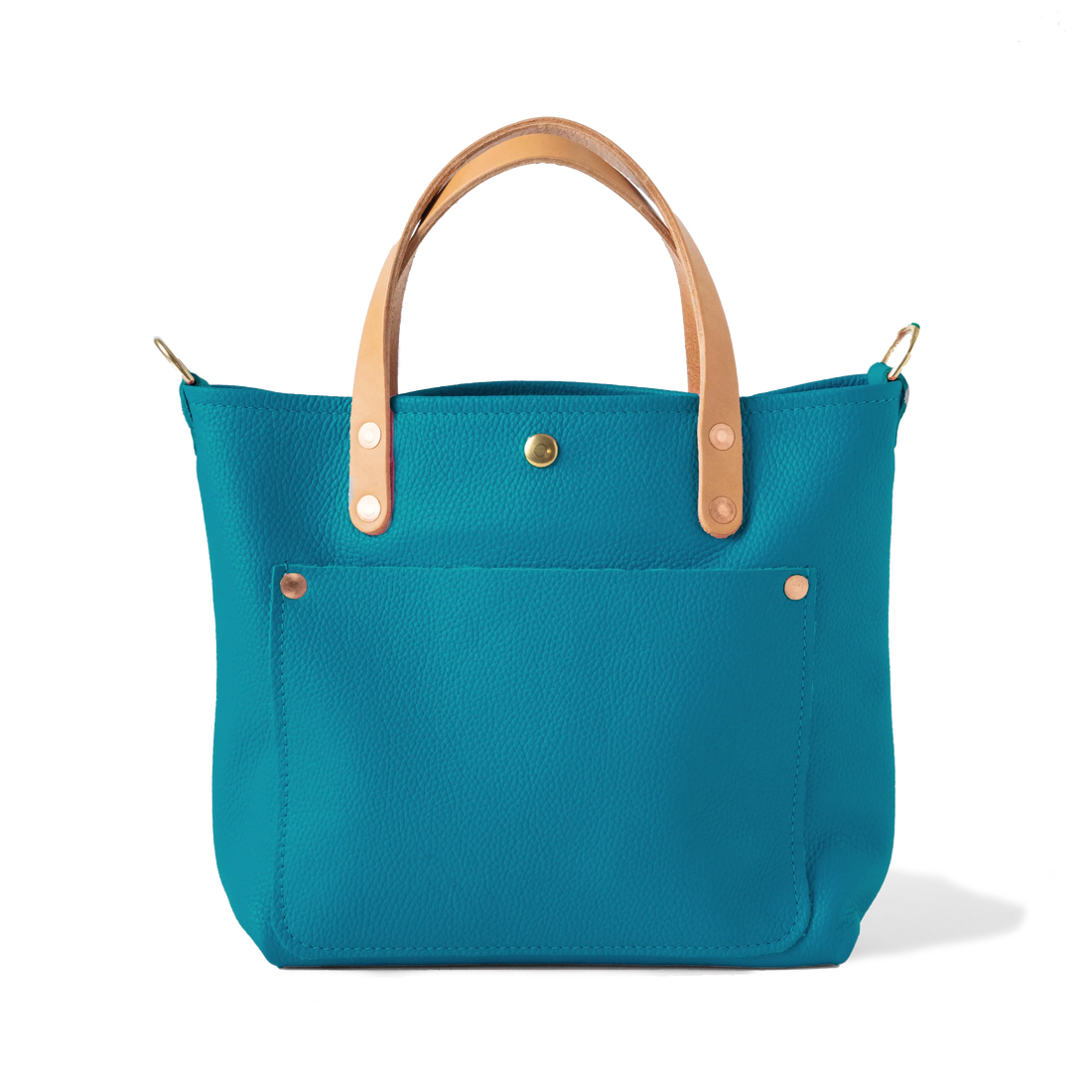 Turquoise Italian Pebbled Mini Travel Tote
