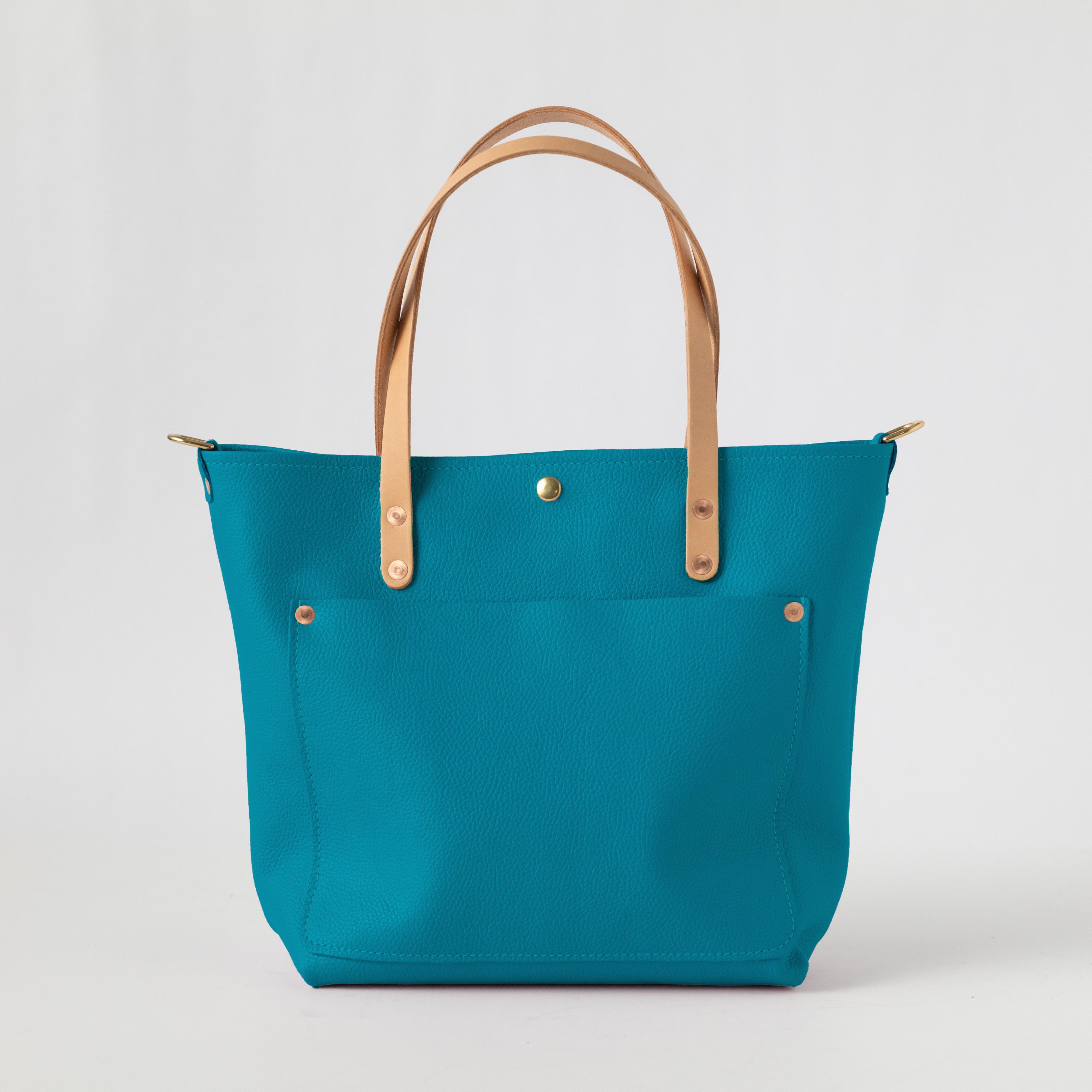 Turquoise Italian Pebbled Travel Tote