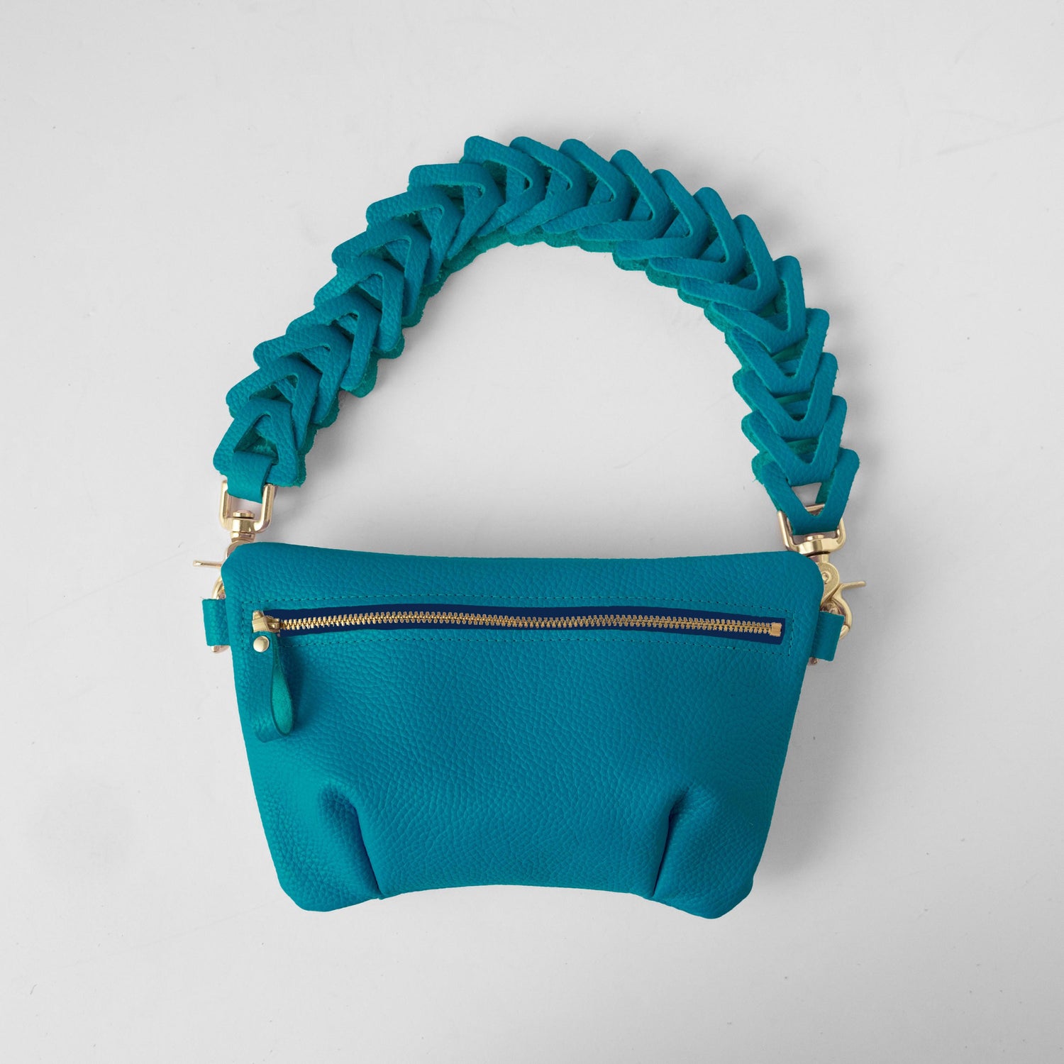 Turquoise Italian Pebbled Belt Bag