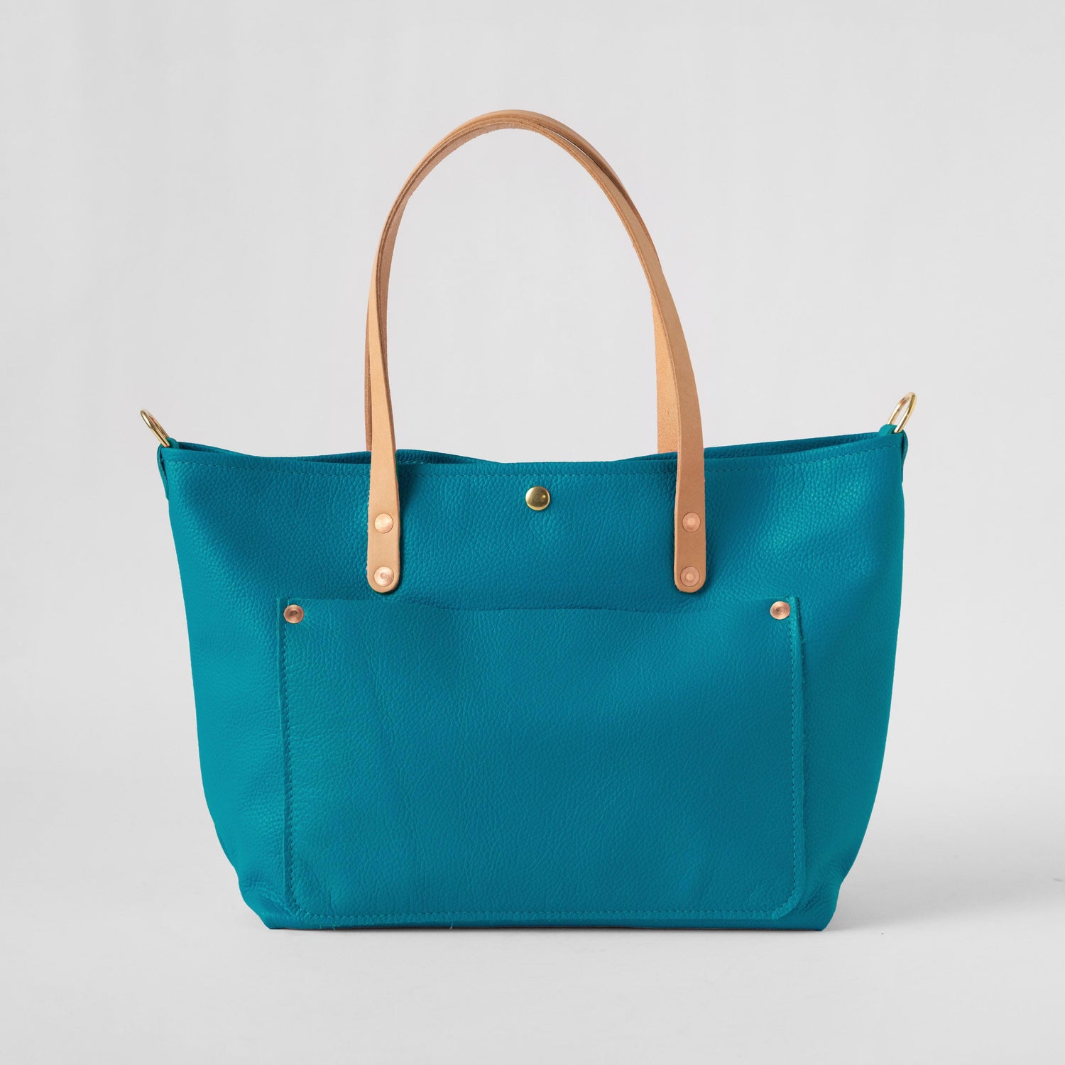 Turquoise Italian Pebbled East West Travel Tote