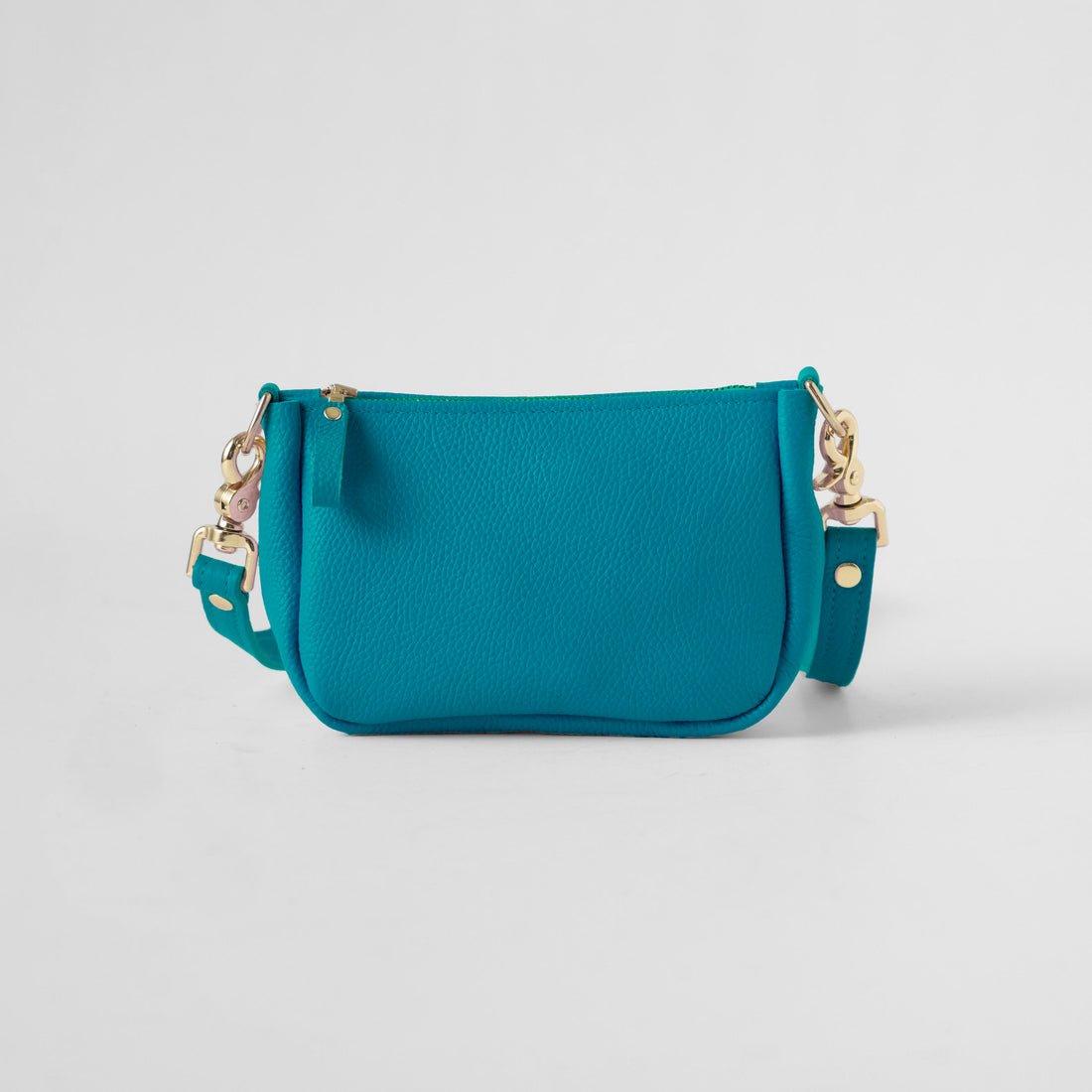 Turquoise Italian Pebbled Mini Crossbody Bag