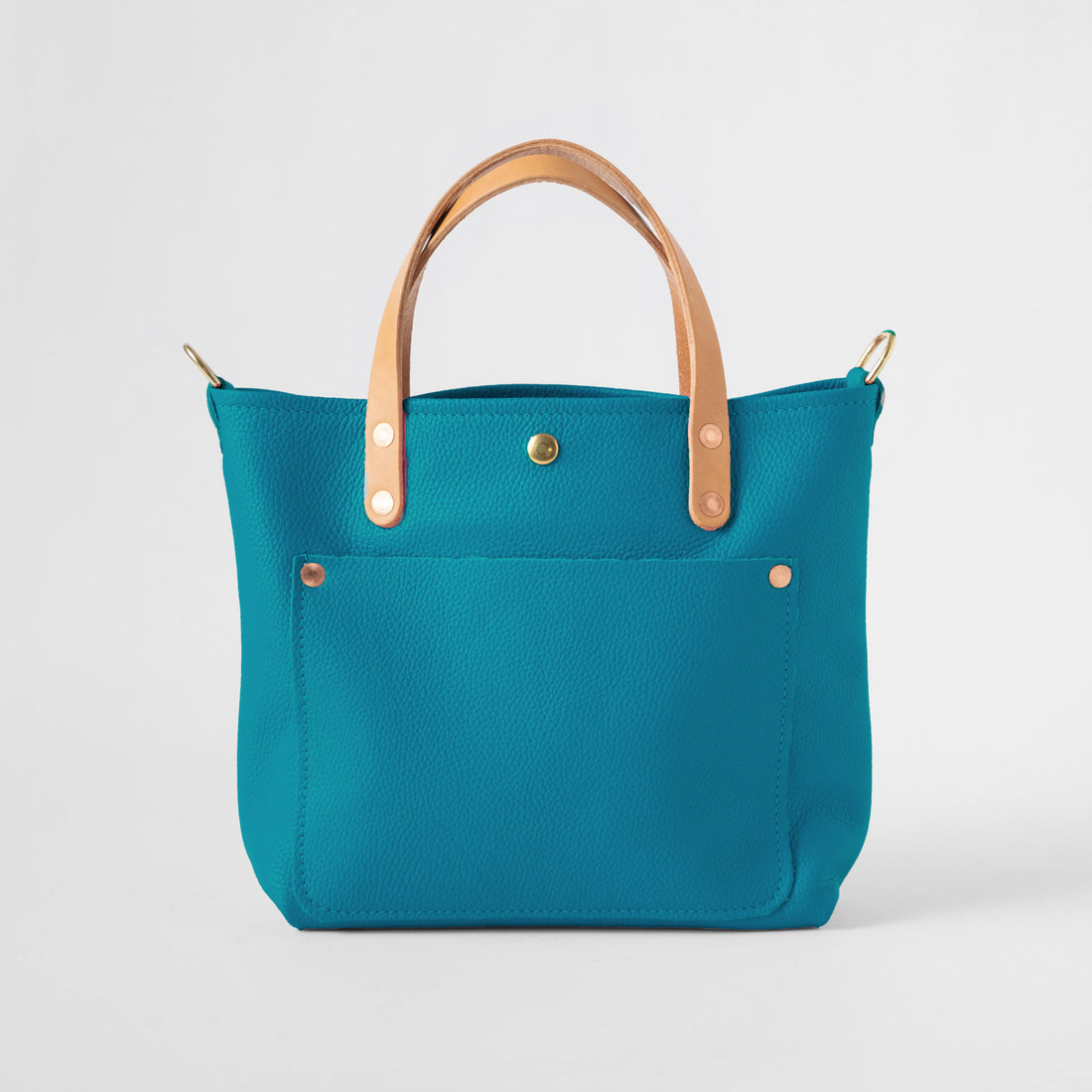 Turquoise Italian Pebbled Mini Travel Tote