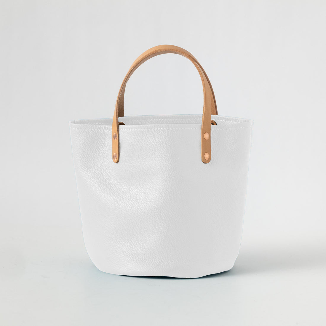 White Italian Pebbled Bucket Tote