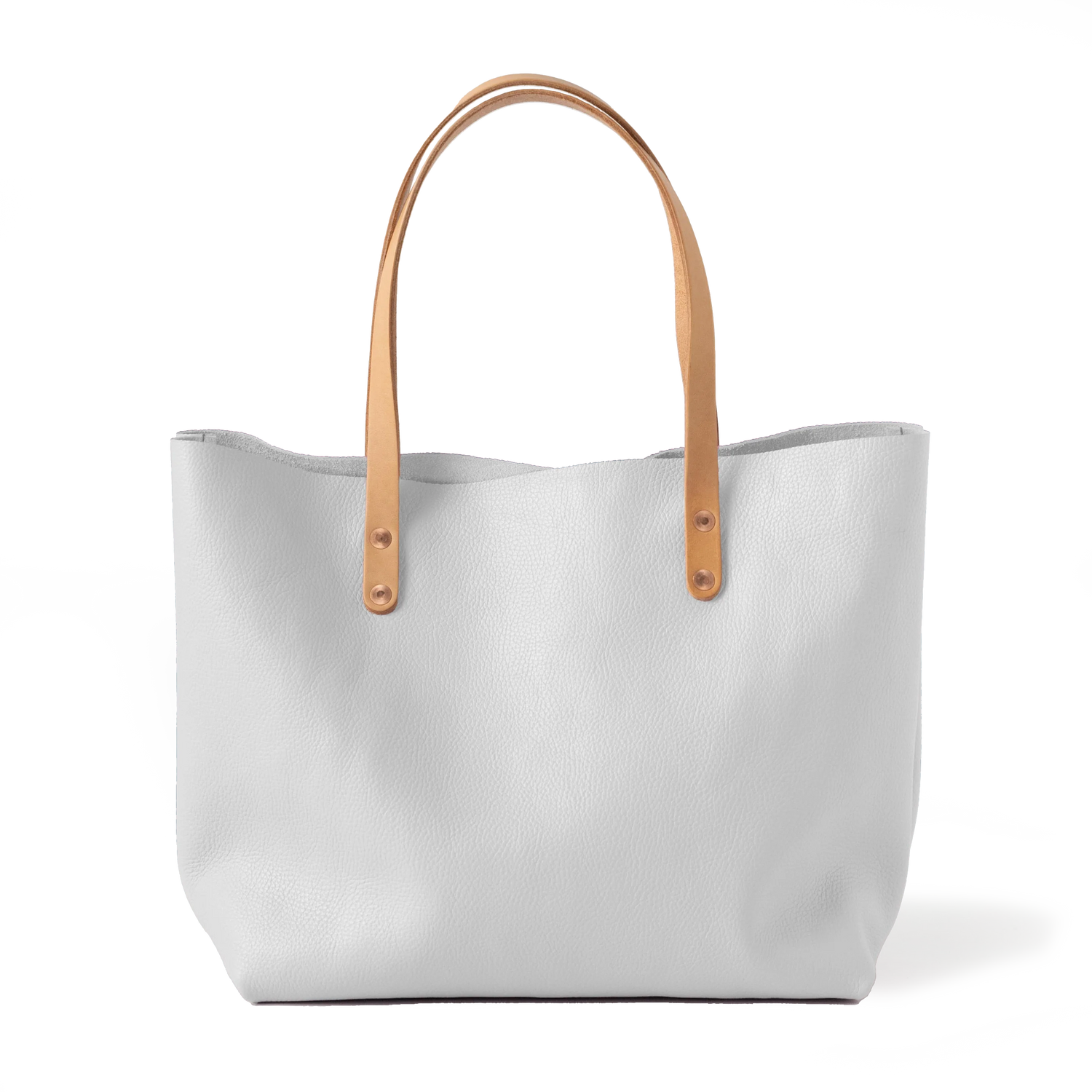 White Italian Pebbled East West Tote