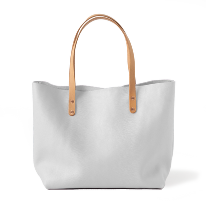 White Italian Pebbled East West Tote