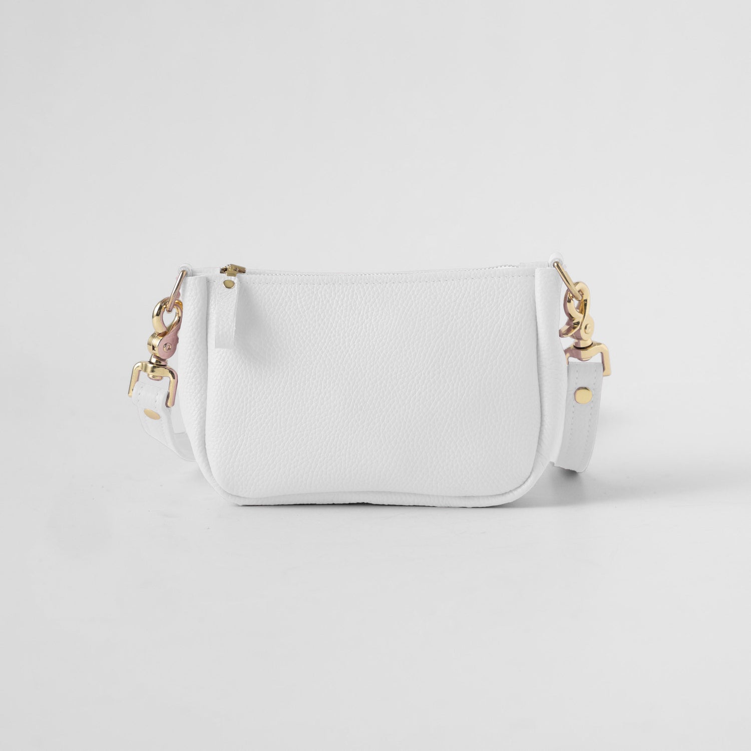 White Italian Pebbled Mini Crossbody Bag