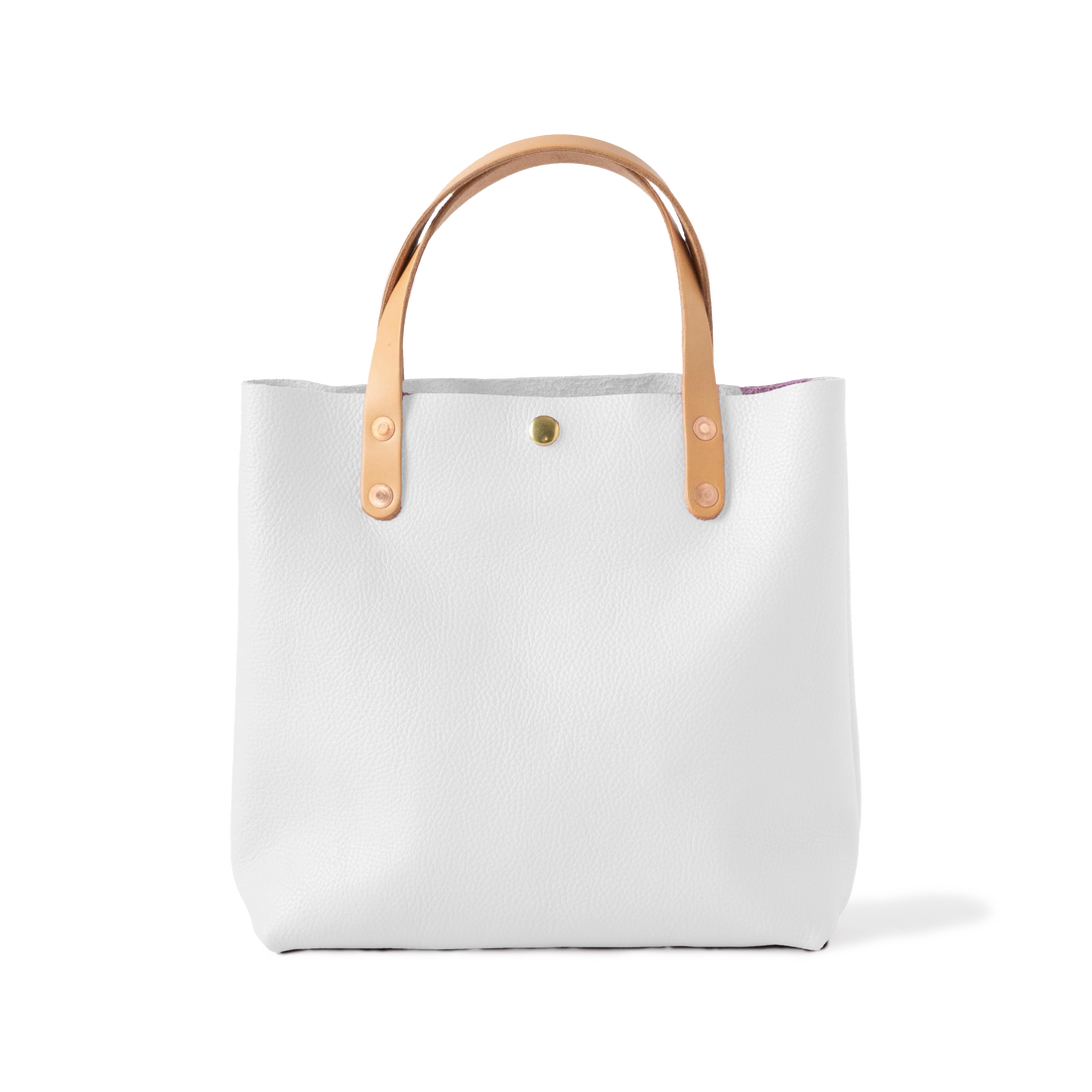 White Italian Pebbled Mini Tote