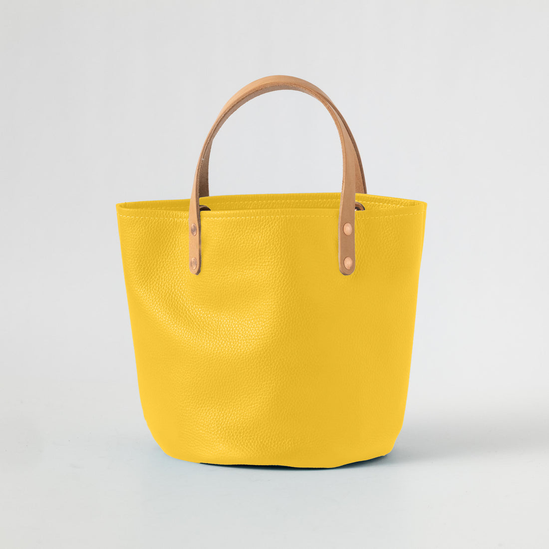 Yellow Italian Pebbled Bucket Tote