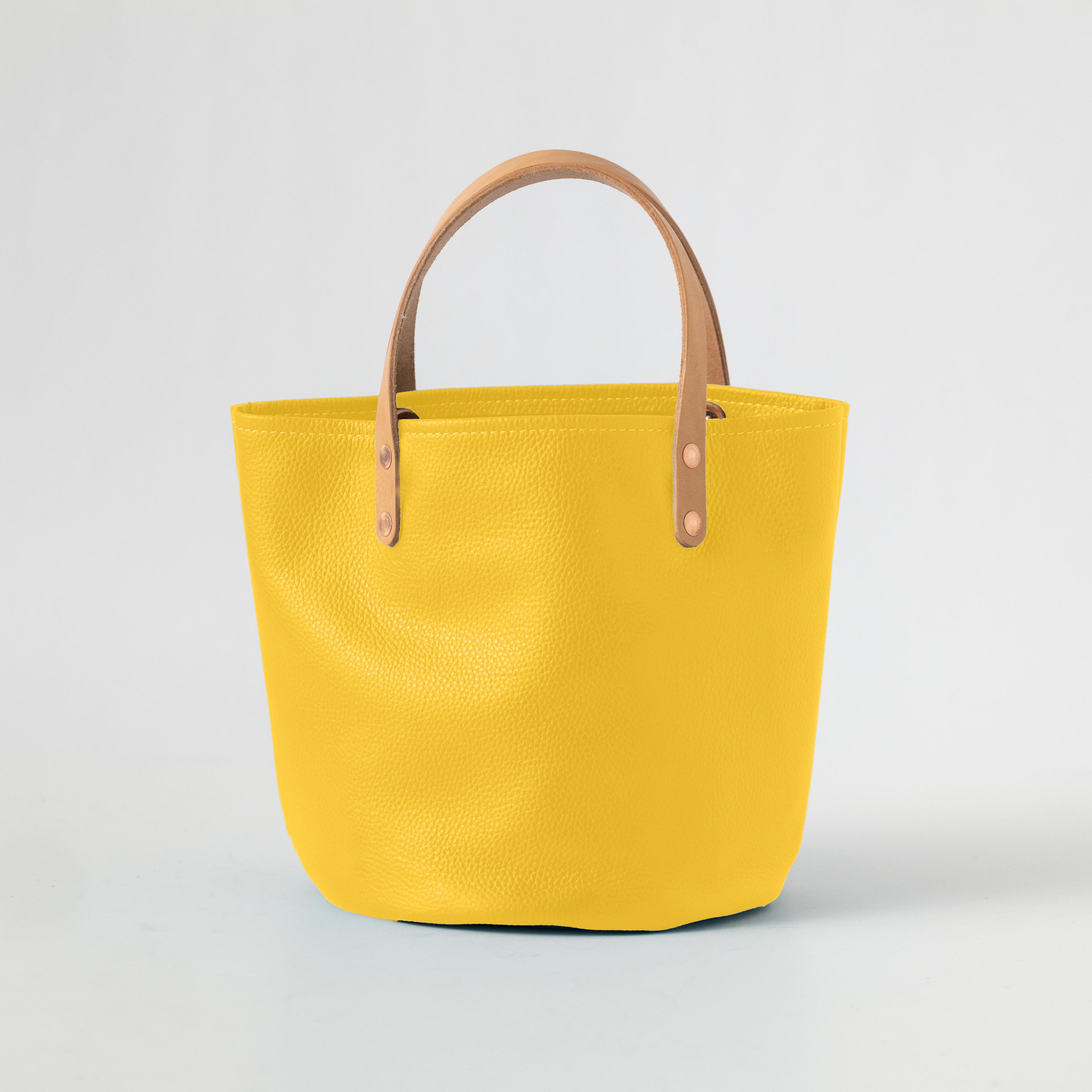 Yellow Italian Pebbled Bucket Tote
