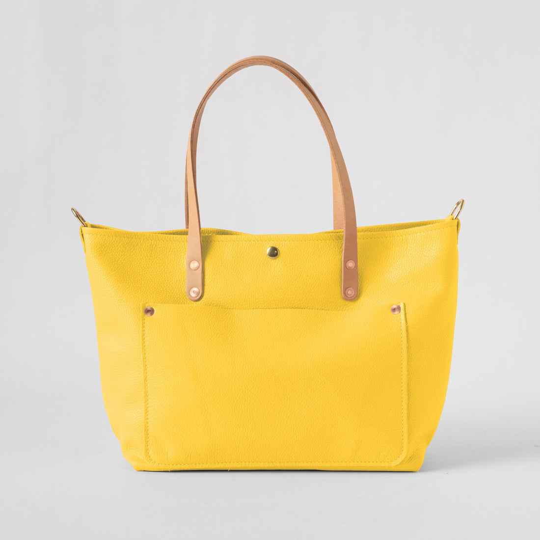 Yellow Italian Pebbled East West Travel Tote