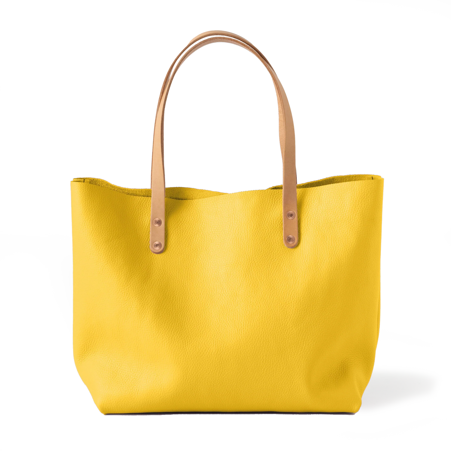 Yellow Italian Pebbled East West Tote
