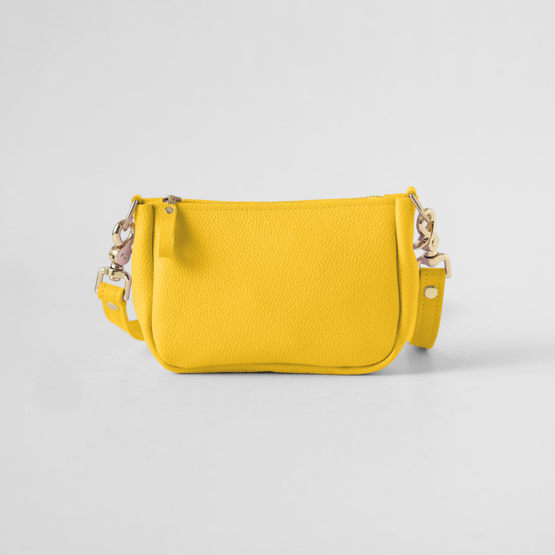 Yellow Italian Pebbled Mini Crossbody Bag