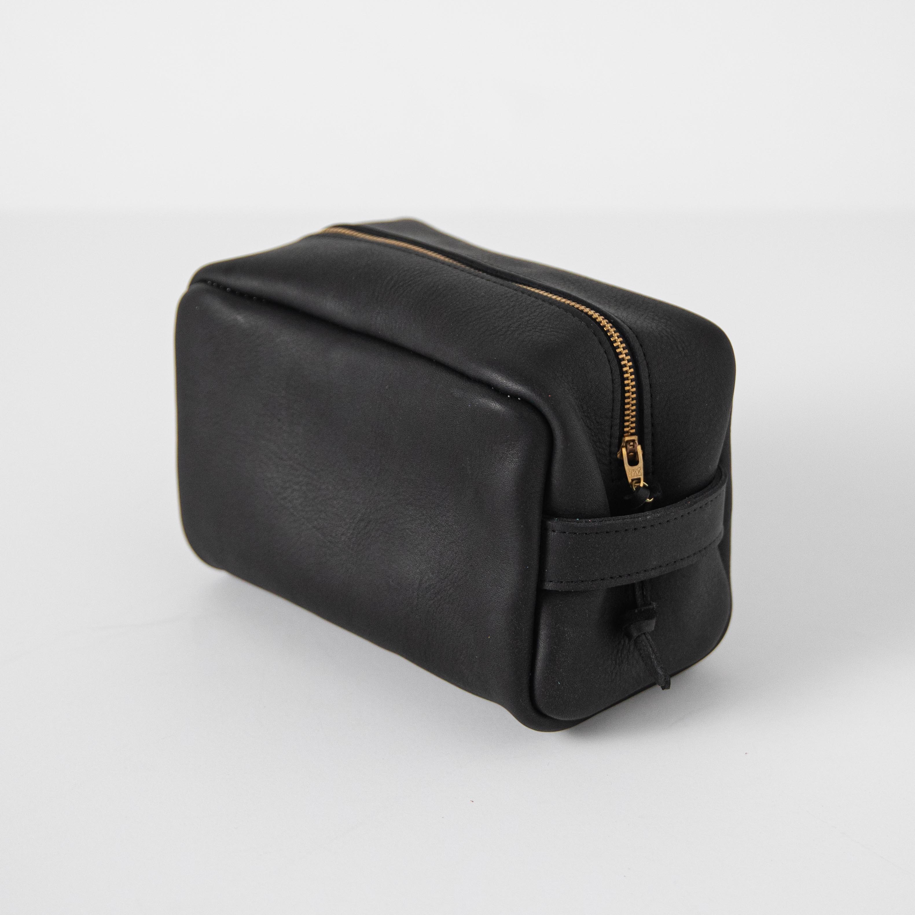 Mens black leather toiletry bag new arrivals