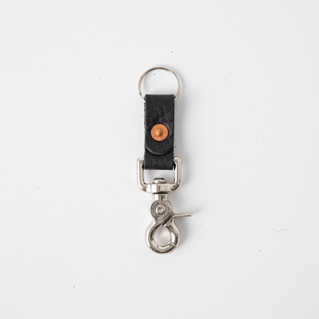 Leather Clip Keychain - Black