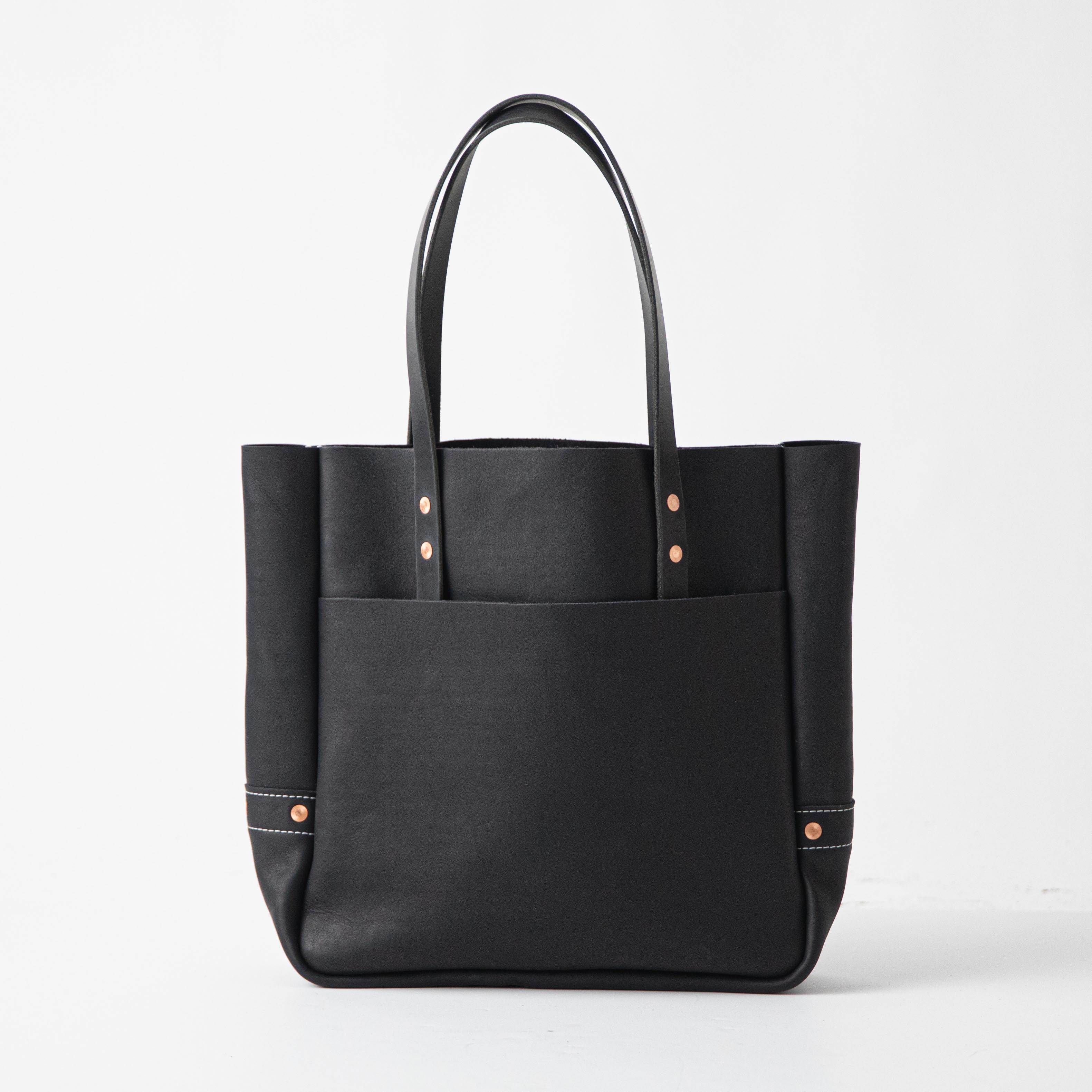 Faux leather tote discount bag with pockets