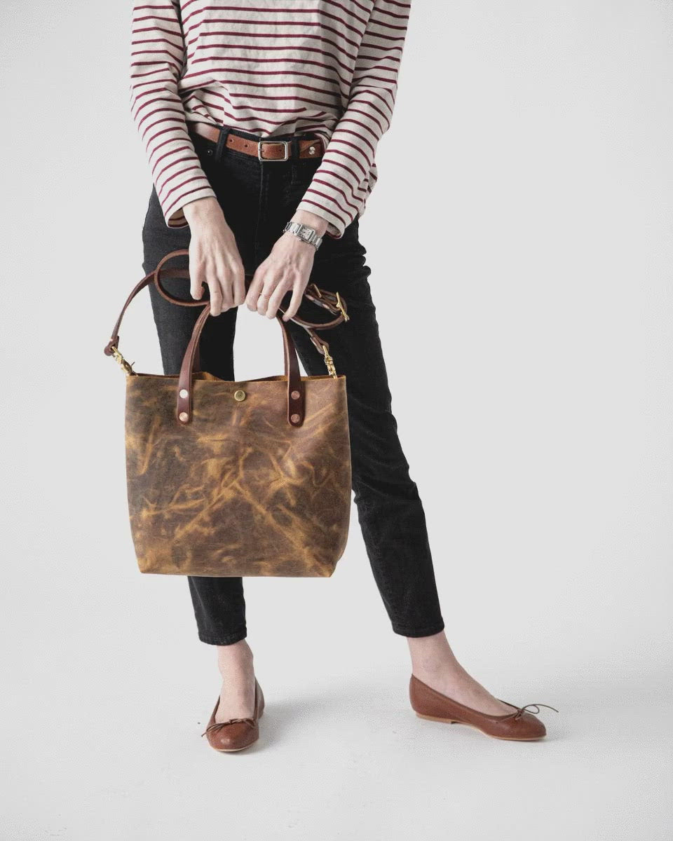 Crazy Horse Mini Tote | Leather Tote Bags by KMM & Co. | Tote Bags Yes +$50