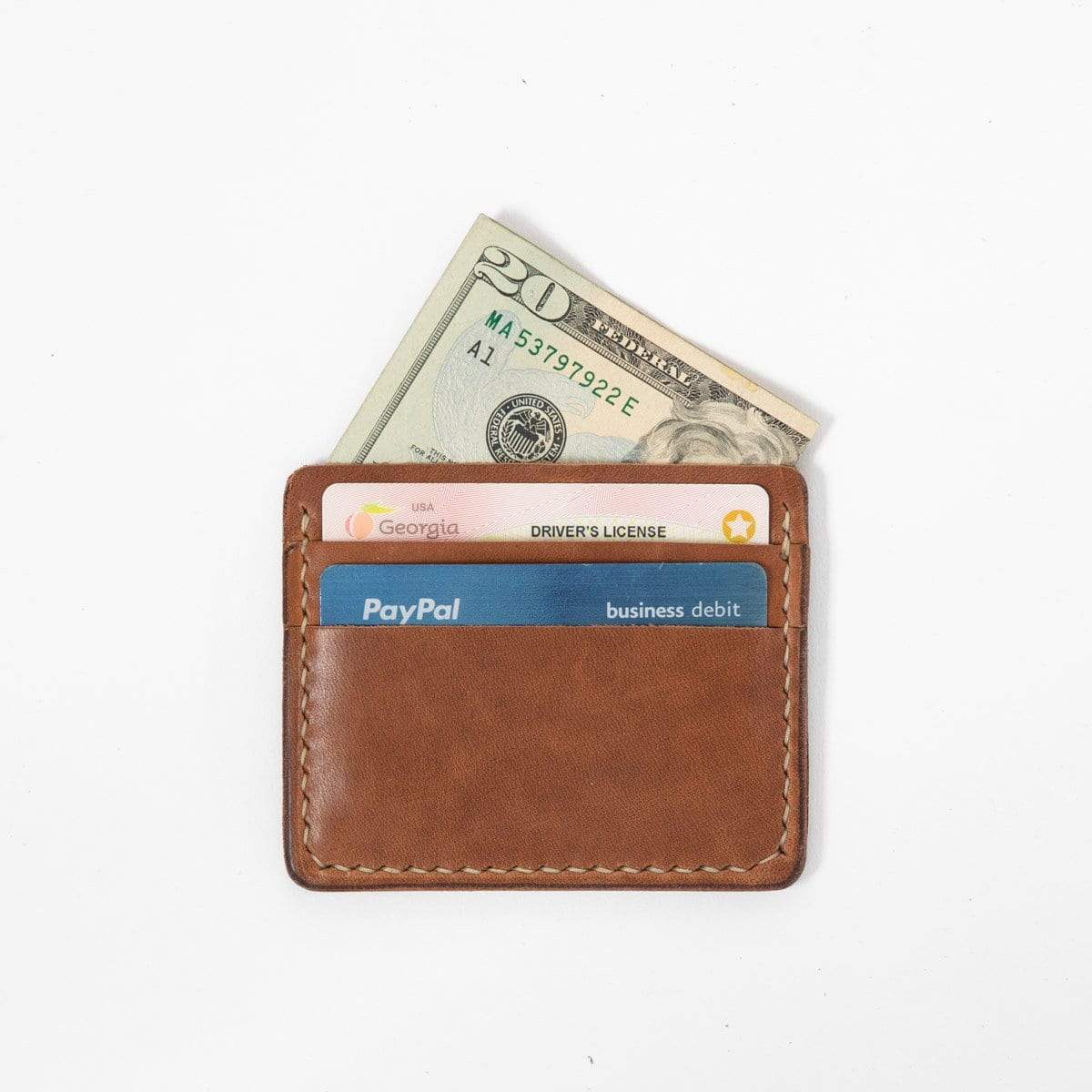 Cognac Slim Card Wallet- slim wallet - mens leather wallet - KMM &amp; Co.