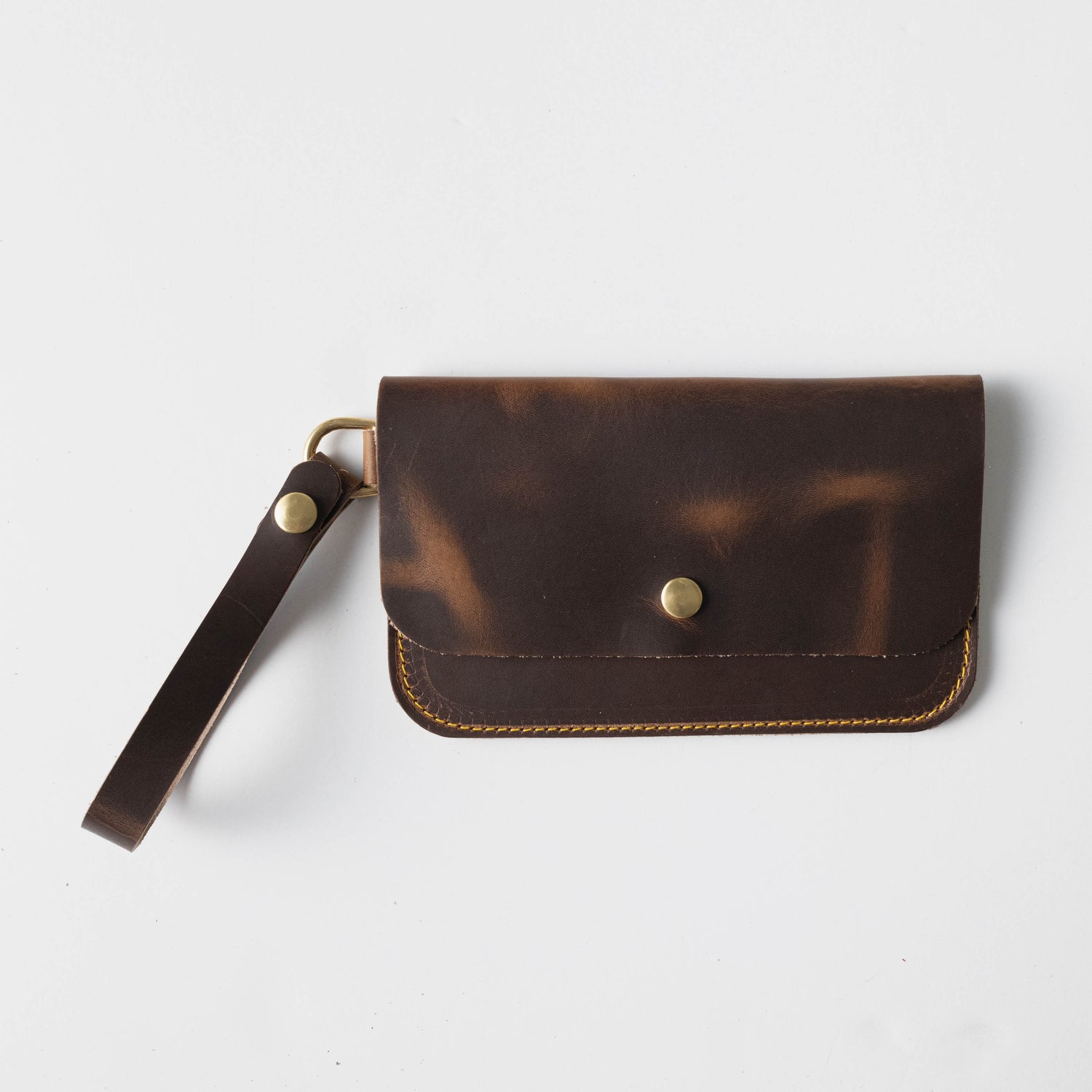 Brown Leather Clutch Purse Black Leather Wristlet Purse Bag 
