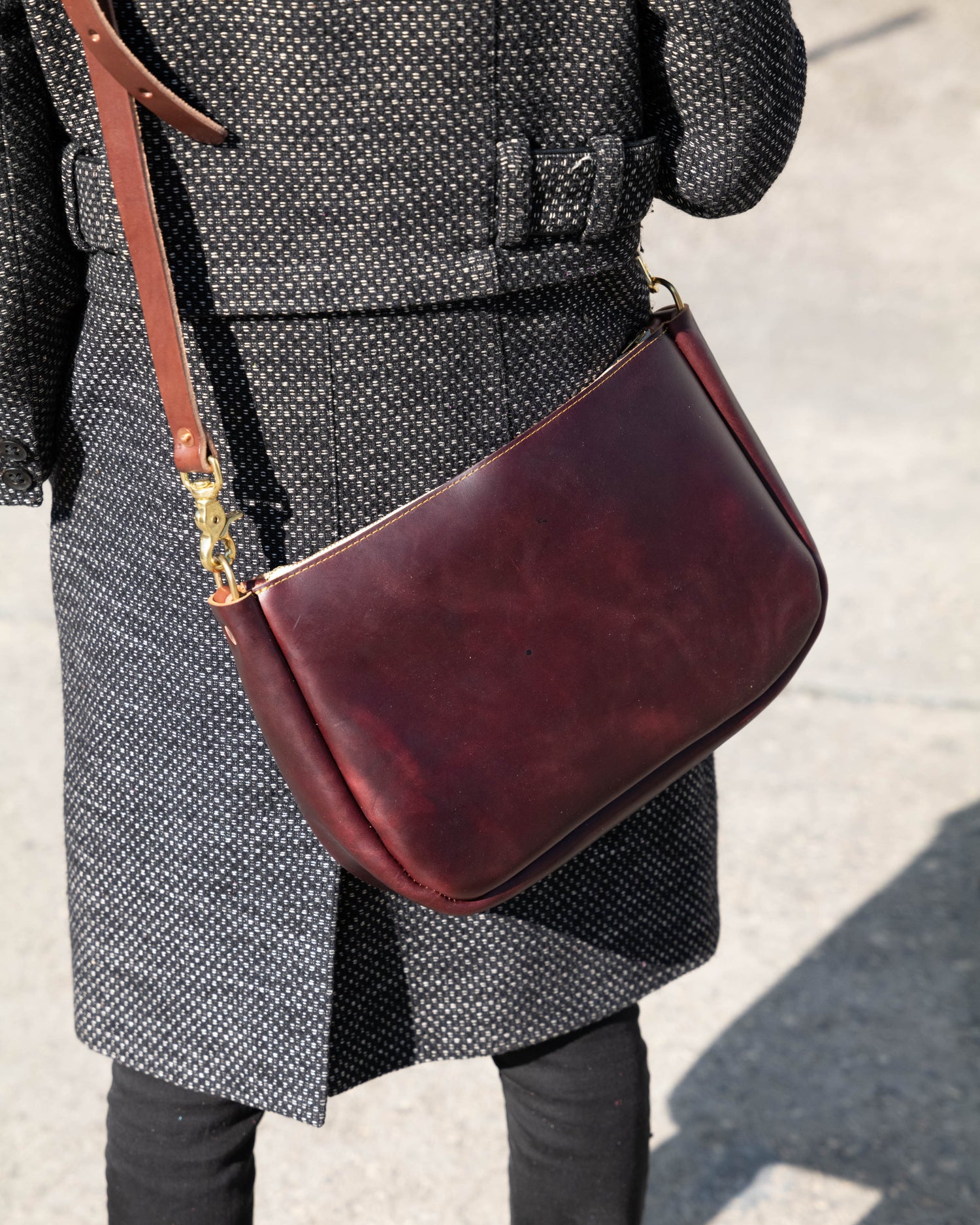 Burgundy Leather Phone Holder Handmade Sling Bag Phone Pouch -  Canada