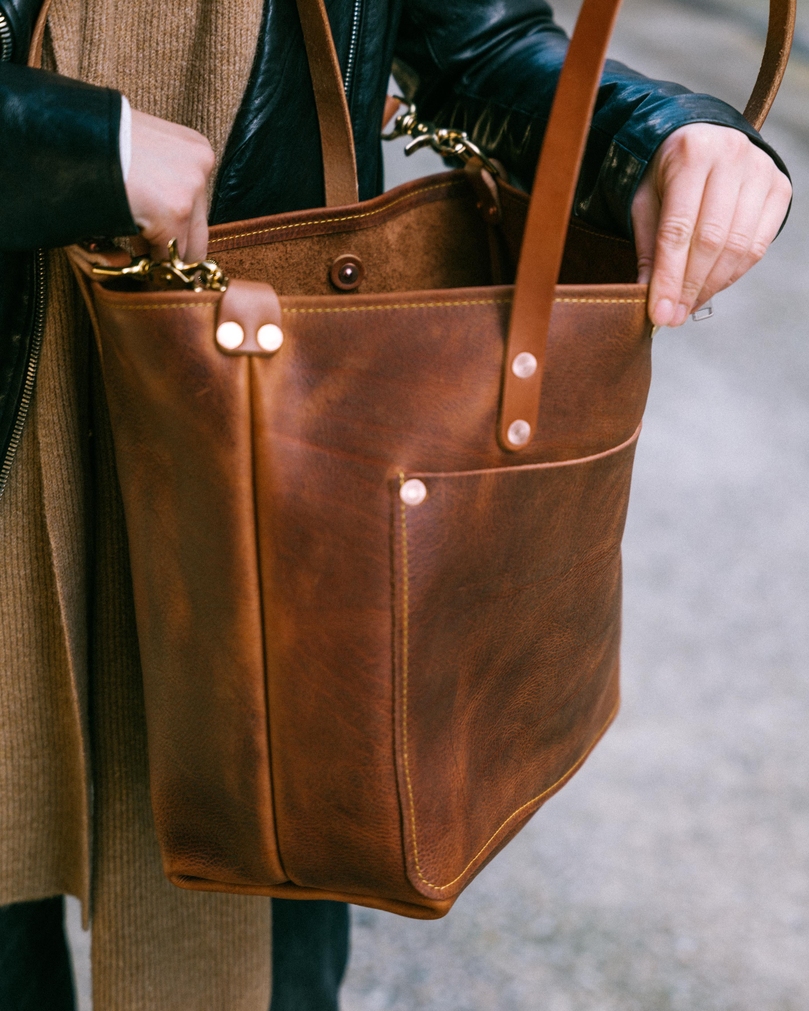 Leather travel hot sale tote bag