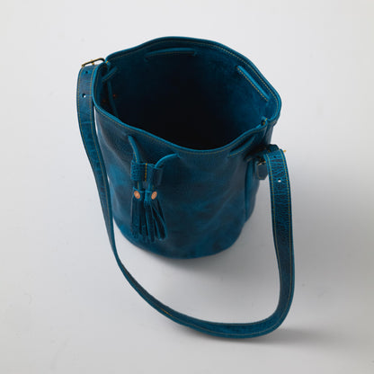 Petrol Blue Bison Bucket Bag