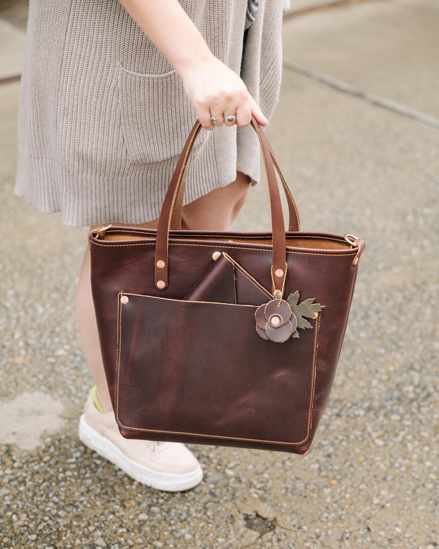 Oxblood Tote | Handmade Leather Tote Bag by KMM & Co. 11-inch +$25 / Crossbody Strap (FINAL Sale) +$65