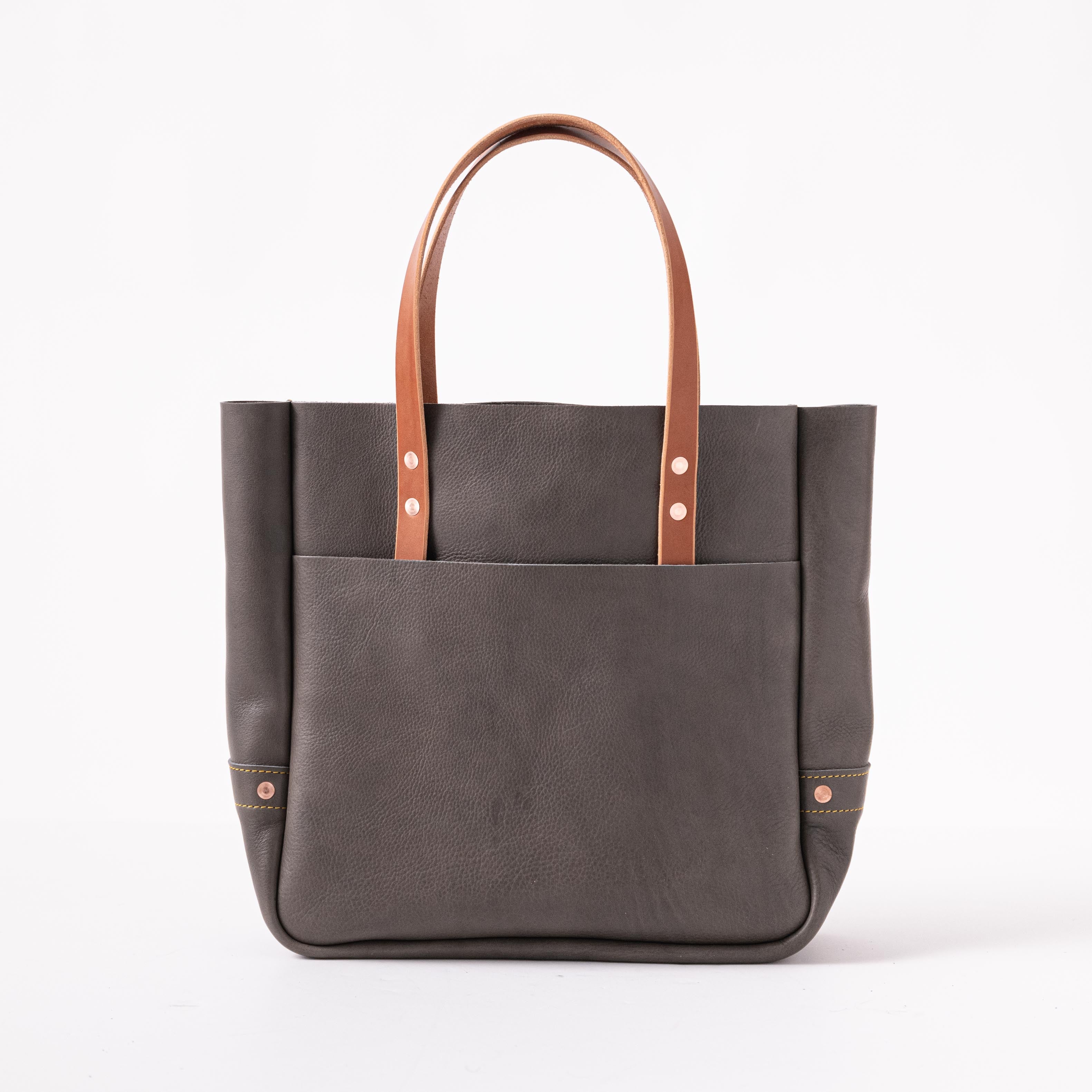 Grey Cypress Tote | Leather Tote bag made in the USA by KMM & Co.