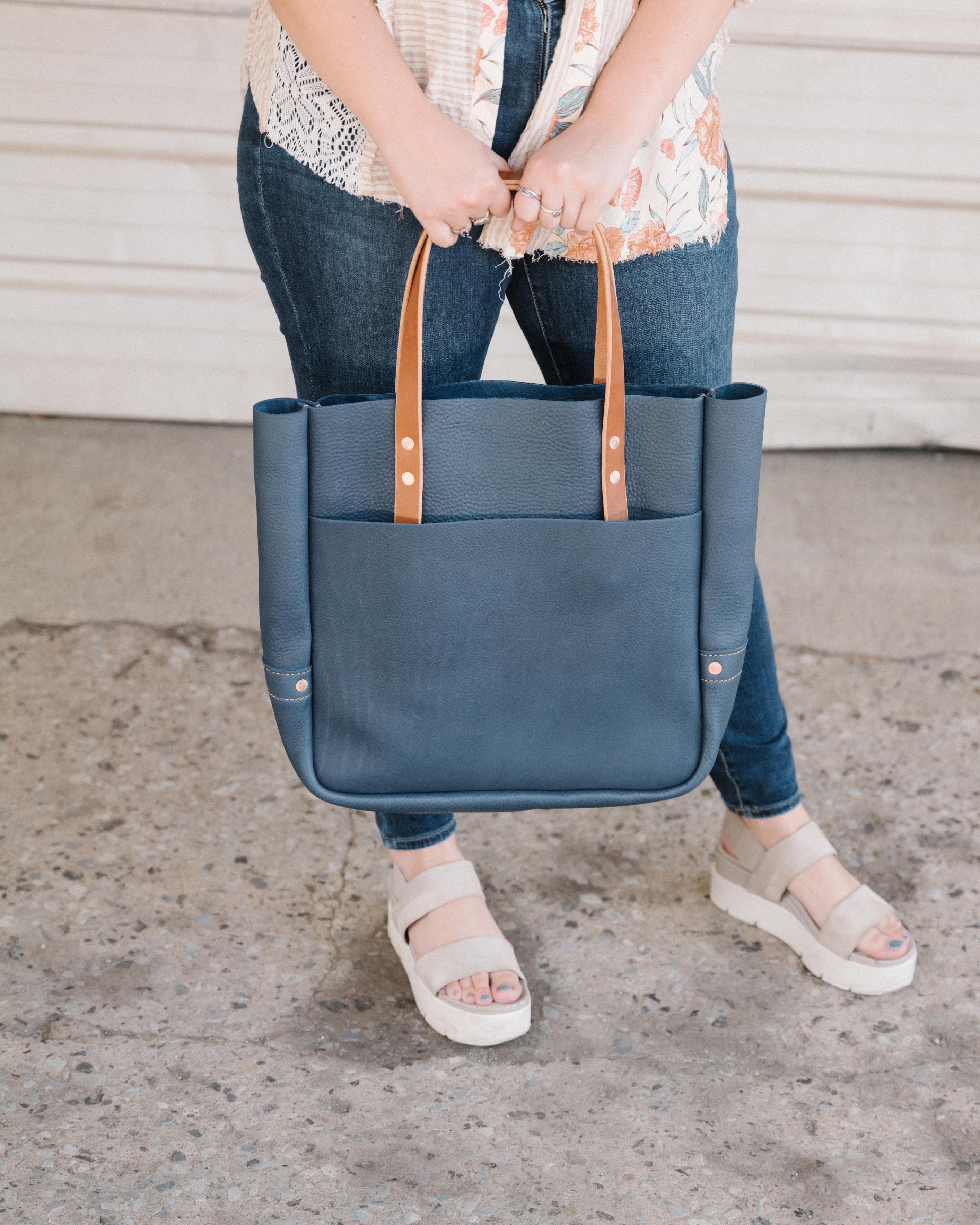 Kage Blue Leather Handbag on sale EUC