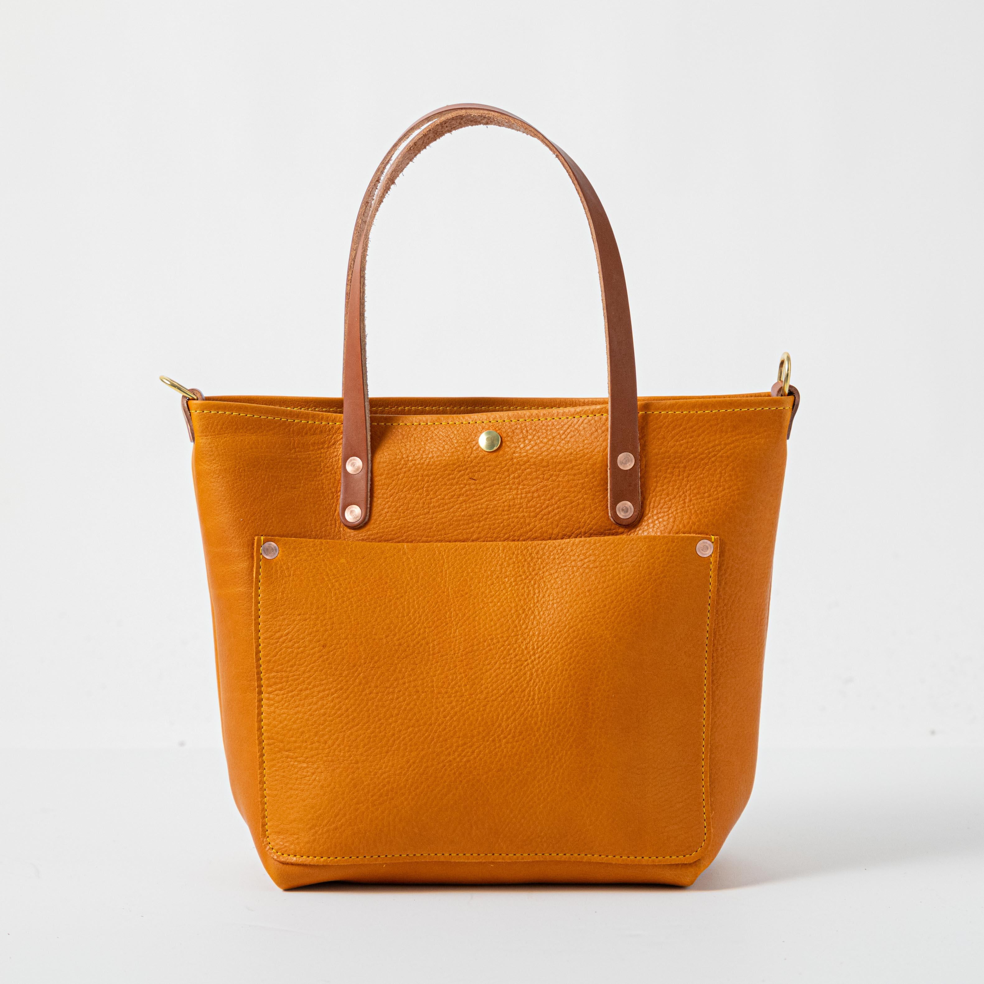 KMM Co Orange Bison mini tote top