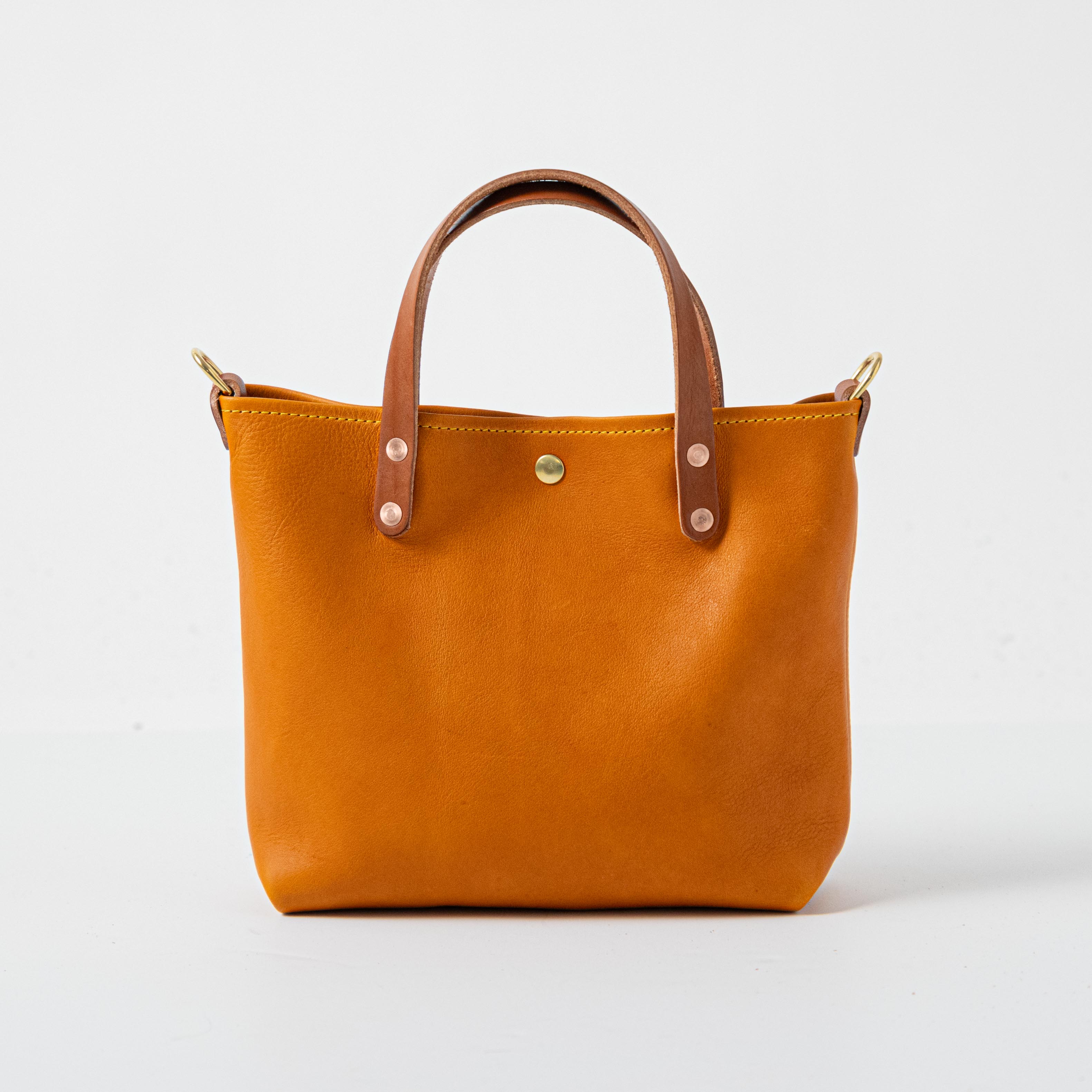 KMM Co Orange Bison mini tote top